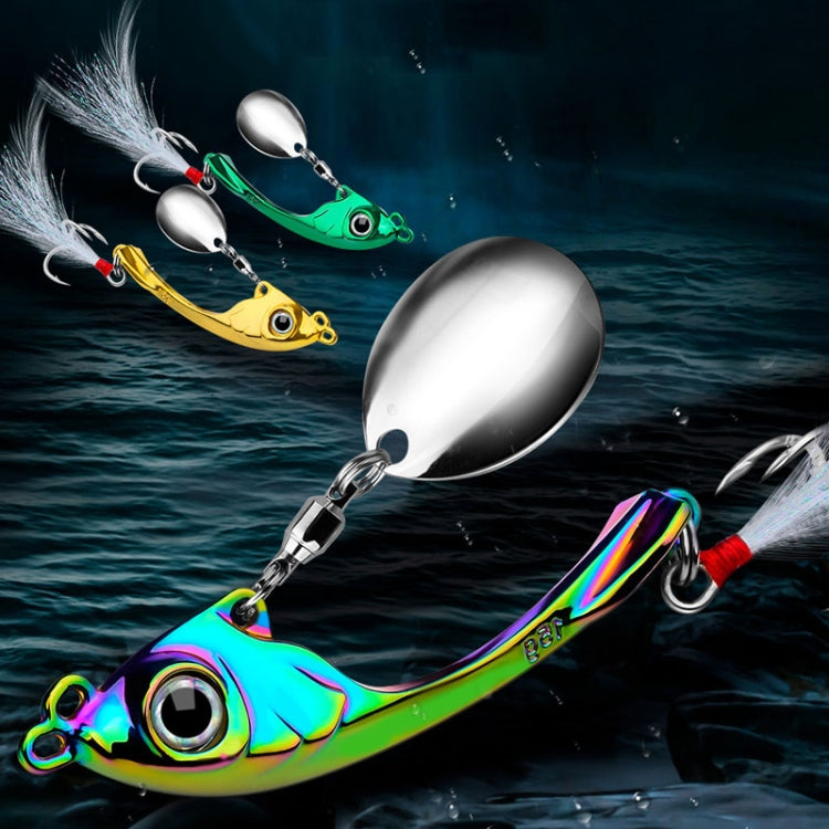 PROBEROS DW570 Fishing Lures Spinning Sequins Long Casting Tremor Swimming VIB Micro Tremor Zinc Alloy Bait(Golden) Weight: 9g