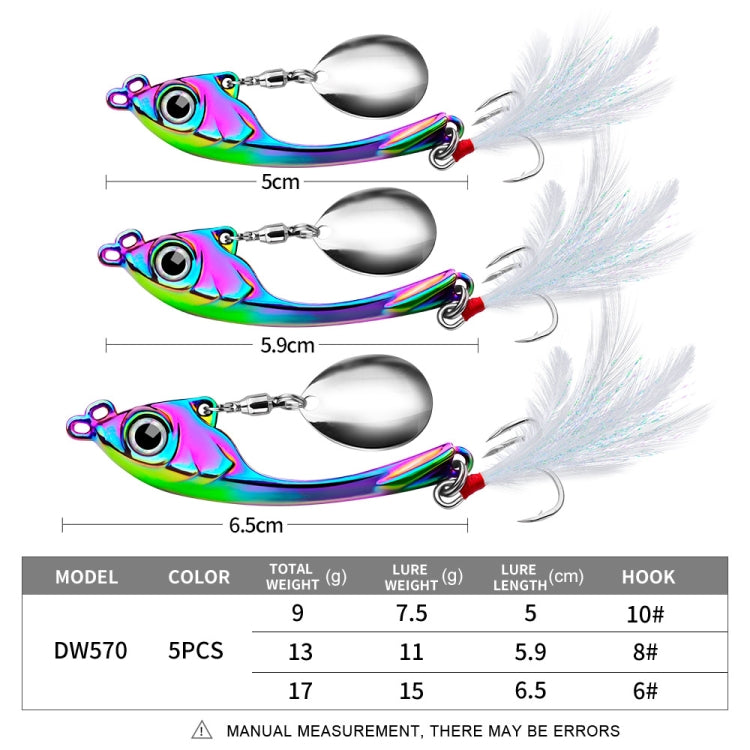 PROBEROS DW570 Fishing Lures Spinning Sequins Long Casting Tremor Swimming VIB Micro Tremor Zinc Alloy Bait(Silver) Weight: 17g