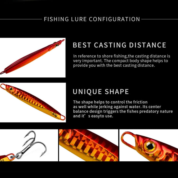 PROBEROS LF128 Long Casting Lure Iron Plate Lead Fish Freshwater Sea Fishing Warp Bass Metal Sequins Baits, Size: 20g(Color E)