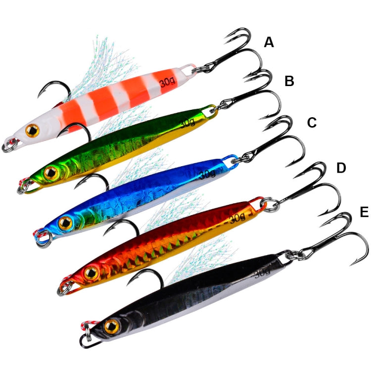 PROBEROS LF128 Long Casting Lure Iron Plate Lead Fish Freshwater Sea Fishing Warp Bass Metal Sequins Baits, Size: 15g(Color E)