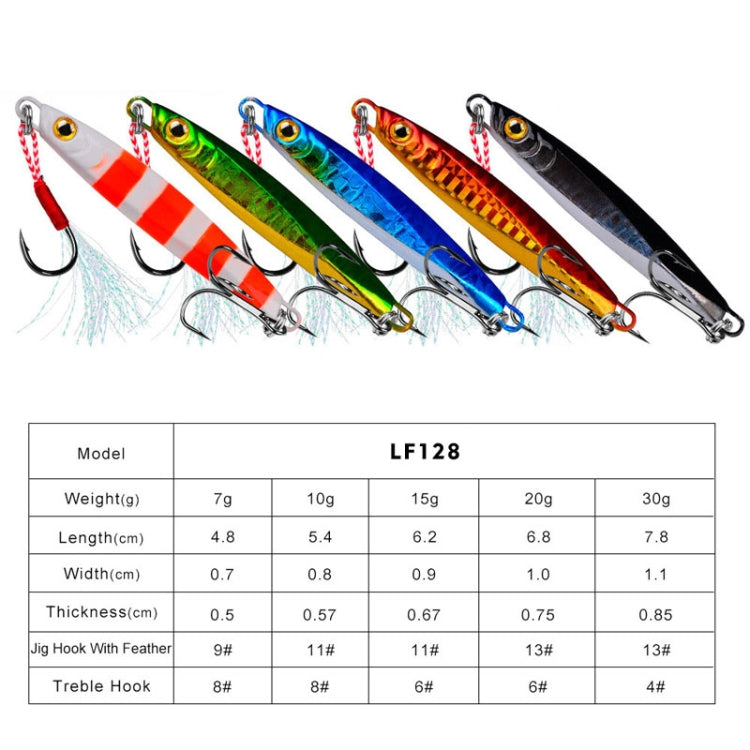PROBEROS LF128 Long Casting Lure Iron Plate Lead Fish Freshwater Sea Fishing Warp Bass Metal Sequins Baits, Size: 20g(Color E)
