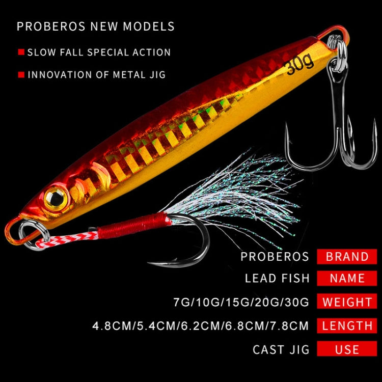 PROBEROS LF128 Long Casting Lure Iron Plate Lead Fish Freshwater Sea Fishing Warp Bass Metal Sequins Baits, Size: 7g(Color C)