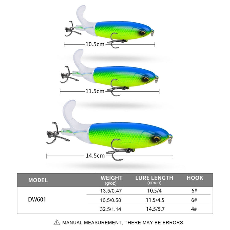 PROBEROS DW601 360 Degree Rotating Propeller Lures Topwater Tethered Tractor Floating Fake Fish Bait, Size: 10.5cm/13.5g(Color B)