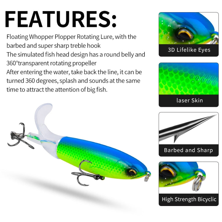 PROBEROS DW601 360 Degree Rotating Propeller Lures Topwater Tethered Tractor Floating Fake Fish Bait, Size: 14.5cm/32.5g(Color A)