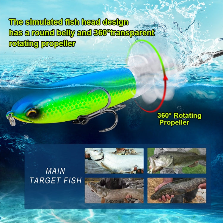 PROBEROS DW601 360 Degree Rotating Propeller Lures Topwater Tethered Tractor Floating Fake Fish Bait, Size: 11.5cm/16.5g(Color A)