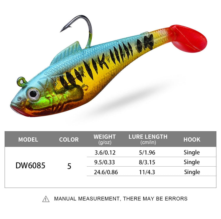 PROBEROS DW6085 Sea Bass Leadfish Soft Lure T-Tail Software Baits Sea Fishing Boat Fishing Bionic Lures, Size: 11cm/24.6g(Color D)