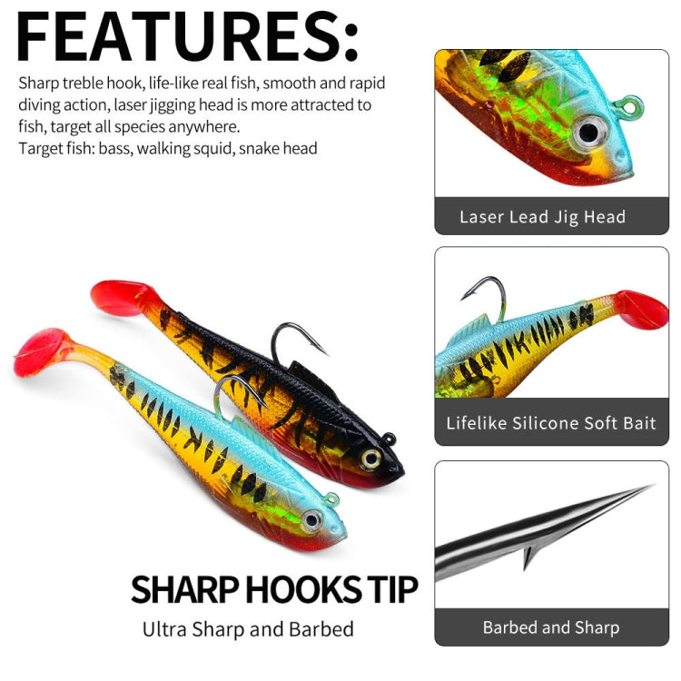 PROBEROS DW6085 Sea Bass Leadfish Soft Lure T-Tail Software Baits Sea Fishing Boat Fishing Bionic Lures, Size: 5cm/3.6g(Color B)