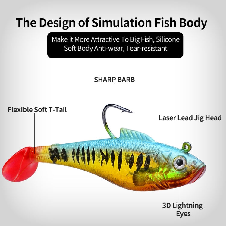 PROBEROS DW6085 Sea Bass Leadfish Soft Lure T-Tail Software Baits Sea Fishing Boat Fishing Bionic Lures, Size: 5cm/3.6g(Color D)
