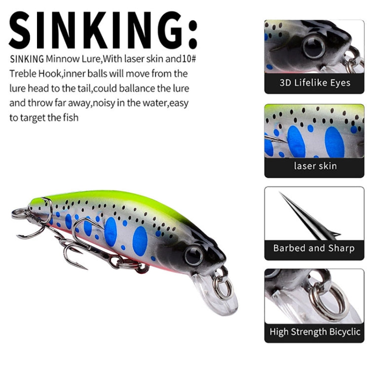 PROBEROS DW592 Sinking Minnow Lure Long Casting Fake Bait Bionic Plastic Hard Bait(Color B)