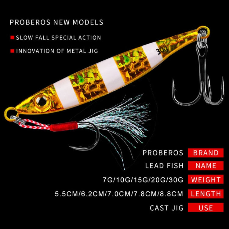PROBEROS LF126 Long Casting Lead Fish Bait Freshwater Sea Fishing Fish Lures Sequins, Weight: 20g(Color E)