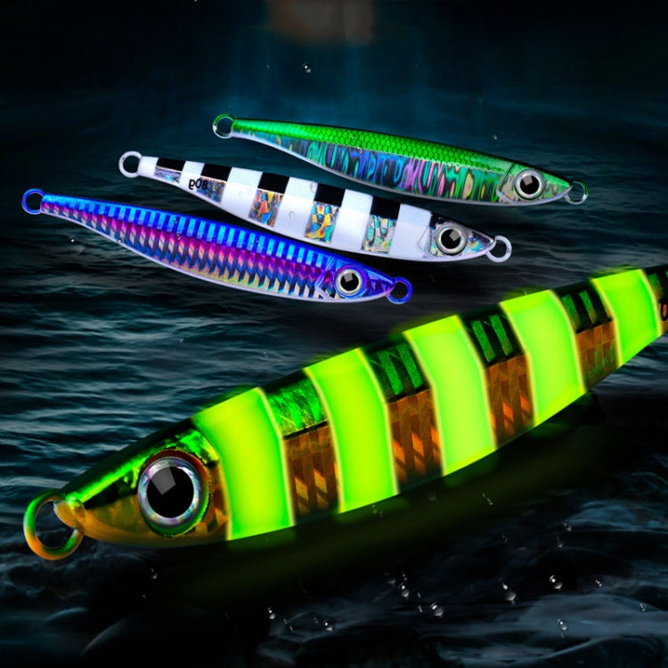 PROBEROS LF121 Fast Sinking Laser Boat Fishing Sea Fishing Lure Iron Plate Bait, Weight: 14g(Luminous Color E)