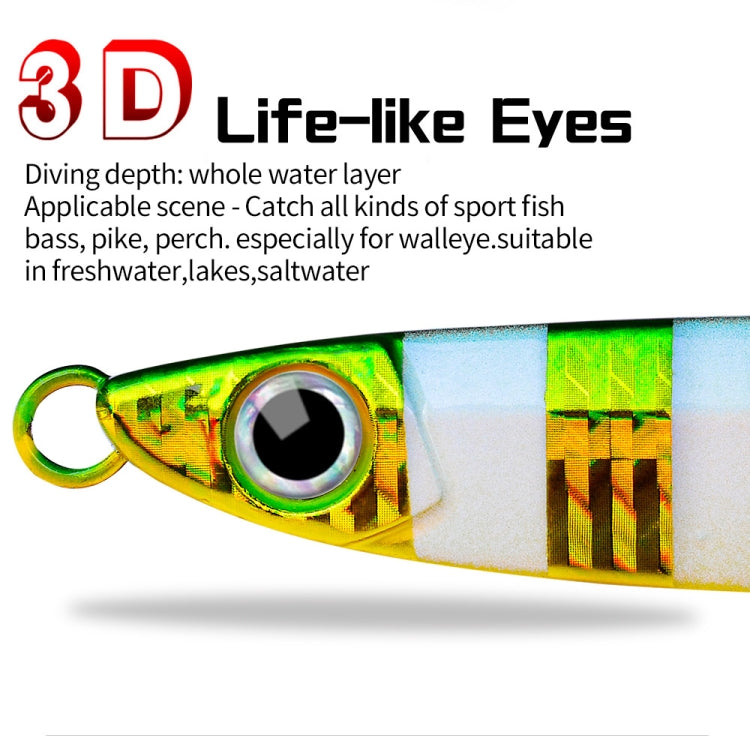 PROBEROS LF121 Fast Sinking Laser Boat Fishing Sea Fishing Lure Iron Plate Bait, Weight: 28g(Color B)