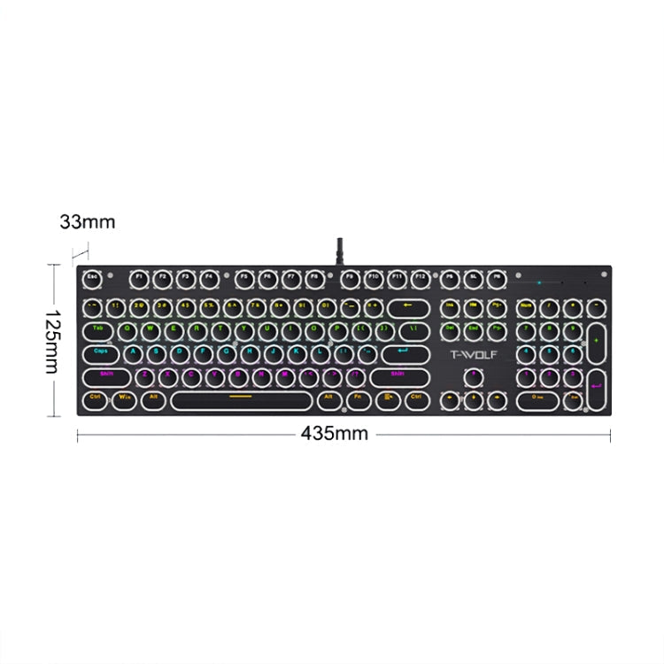 T-WOLF T75 104 Keys Adjustable RGB Light Computer Game Wired Mechanical Keyboard(Black)