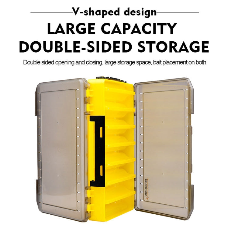 PROBEROS H1000 Double Sided Lure Box Handheld Double Layer Storage Case For Bait Accessories, Style: B Model(Yellow)