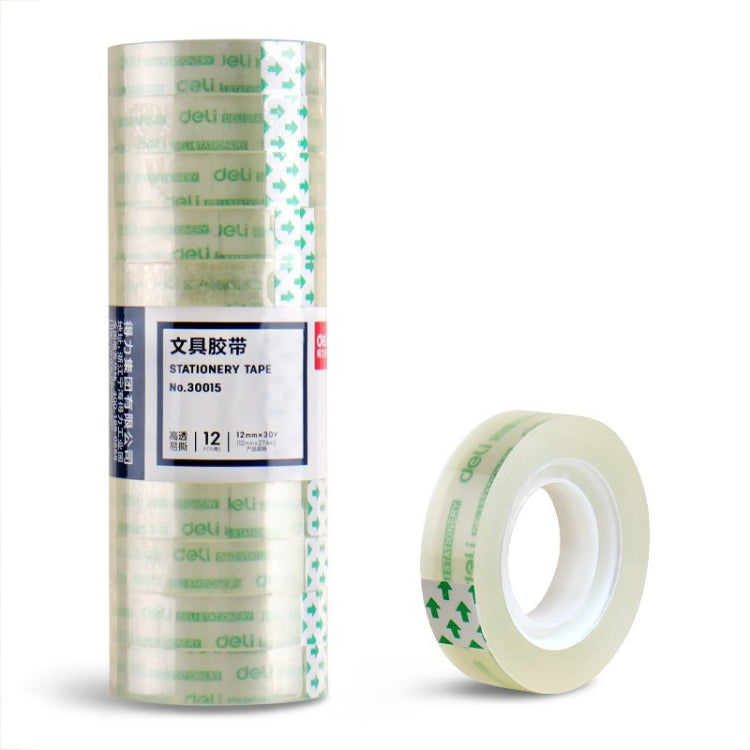 12 Rolls Width 1.2cm x Length 27.3m Deli Small High Viscosity Office Transparent Tape Student Stationery Tape