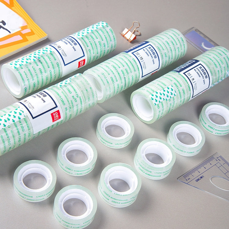 8 Rolls Wide 1.8cm x Length 27.3m Deli Small High Viscosity Office Transparent Tape Student Stationery Tape