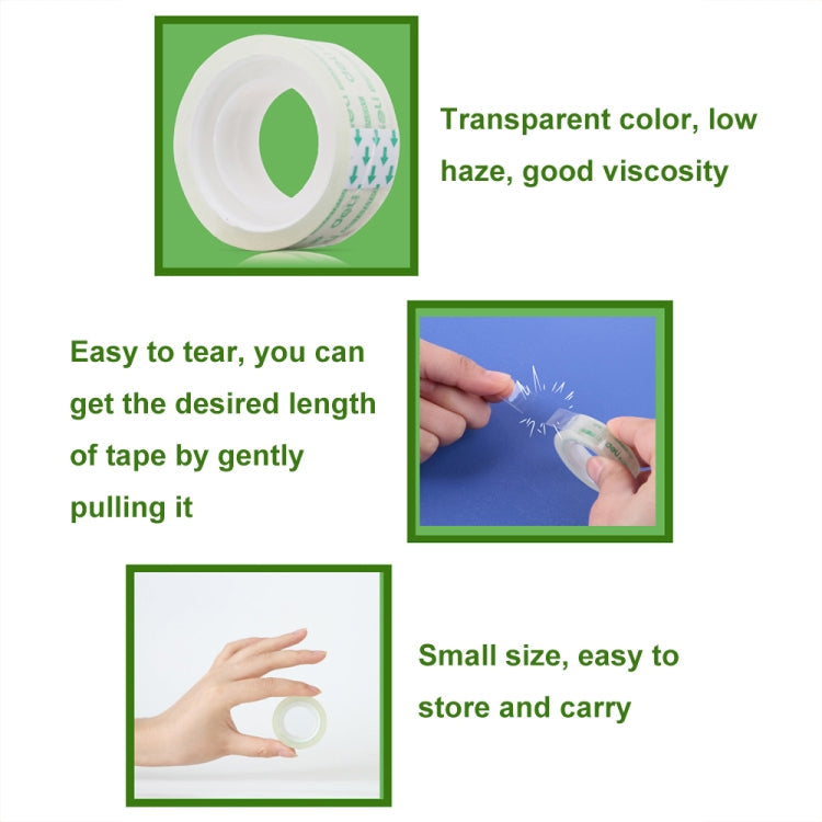 12 Rolls Width 1.2cm x Length 12.8m Deli Small High Viscosity Office Transparent Tape Student Stationery Tape