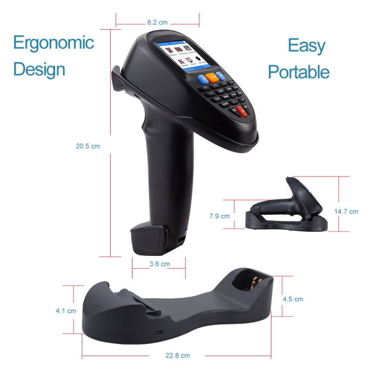 NEWSCAN 1D CCD Red Light Wireless Barcode Reader Scanner Data Collector With 2.2-Inch LCD Screen