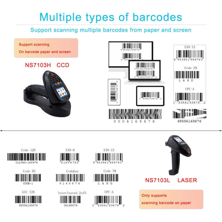 NEWSCAN 1D CCD Red Light Wireless Barcode Reader Scanner Data Collector With 2.2-Inch LCD Screen
