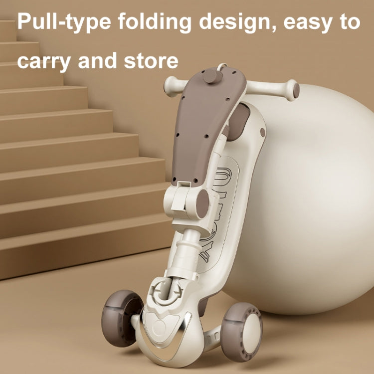 XOEYU K8 Multifunctional Adjustable Folding Children Scooter with Music and Lights, Color: Single Coffee