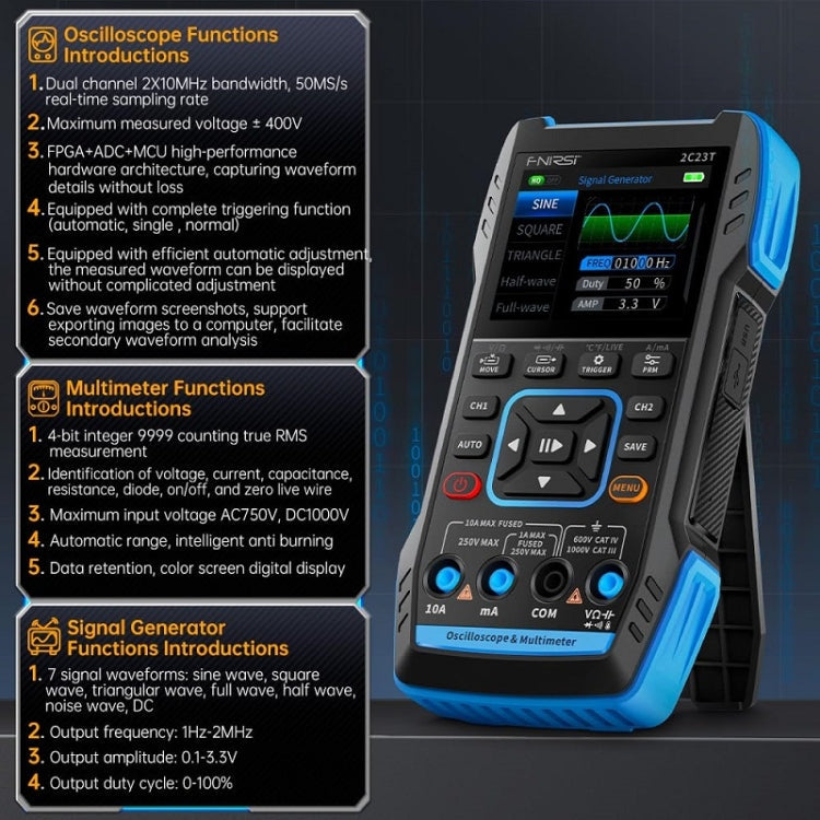 FNIRSI 3 In 1 Handheld Digital Oscilloscope Dual-Channel Multimeter, Specification: Upgrade