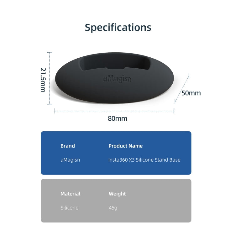 For Insta360 X3 aMagisn Desktop Silicone Base(Black)