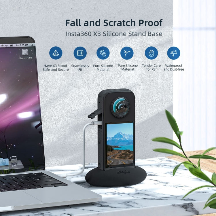 For Insta360 X3 aMagisn Desktop Silicone Base(Black)