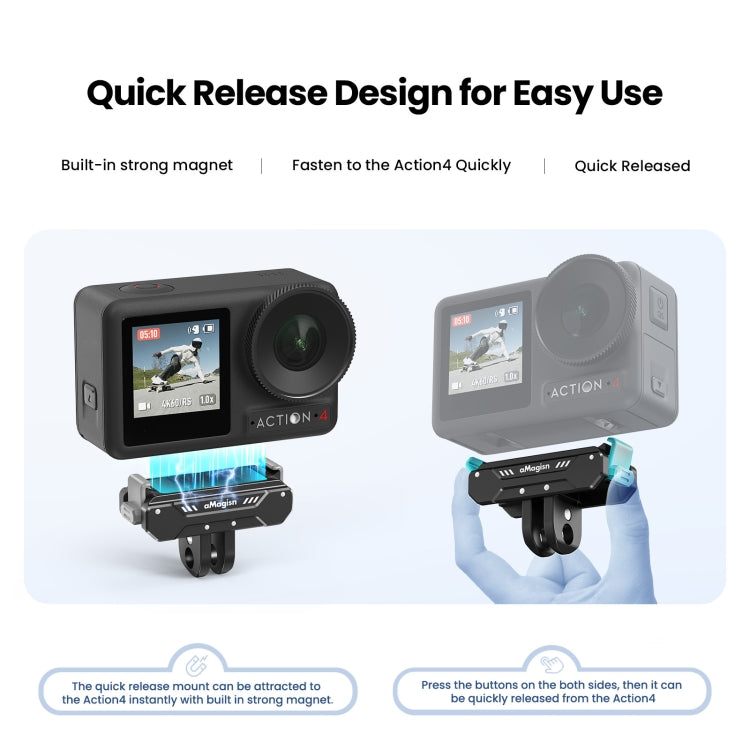 For DJI Osmo 360 / Action 5 Pro / Action 4 / Action 3 aMagisn Magnetic Fast Disassembly Motion Camera Accessories