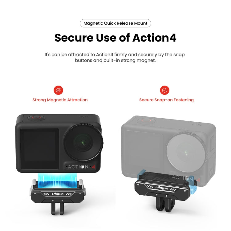For DJI Osmo 360 / Action 5 Pro / Action 4 / Action 3 aMagisn Magnetic Fast Disassembly Motion Camera Accessories