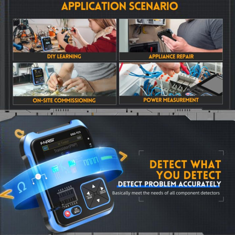 FNIRSI 3 In 1 Handheld Digital Oscilloscope LCR Transistor Tester, Specification: Standard