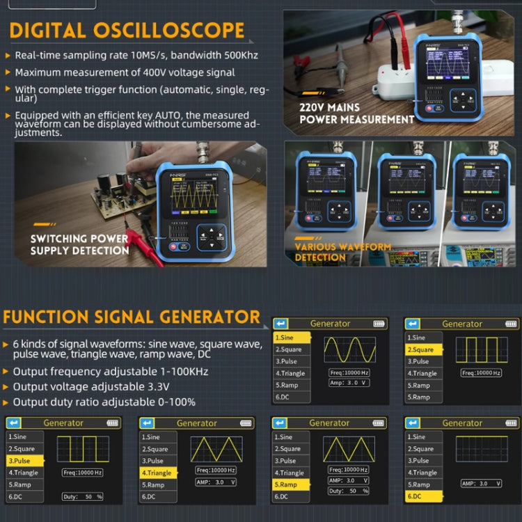 FNIRSI 3 In 1 Handheld Digital Oscilloscope LCR Transistor Tester, DSO-TC3 Standard, DSO-TC3 Upgrade