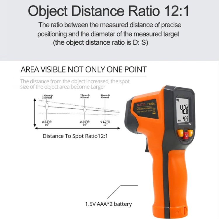 NJTY Digital Display High-Precision Infrared Thermometer For Bakery Kitchen Industry, Spec: T400