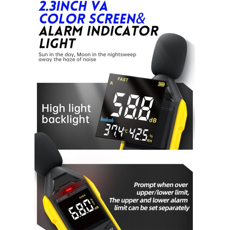FNIRSI Noise Decibel Meter Home Volume Detector, Yellow