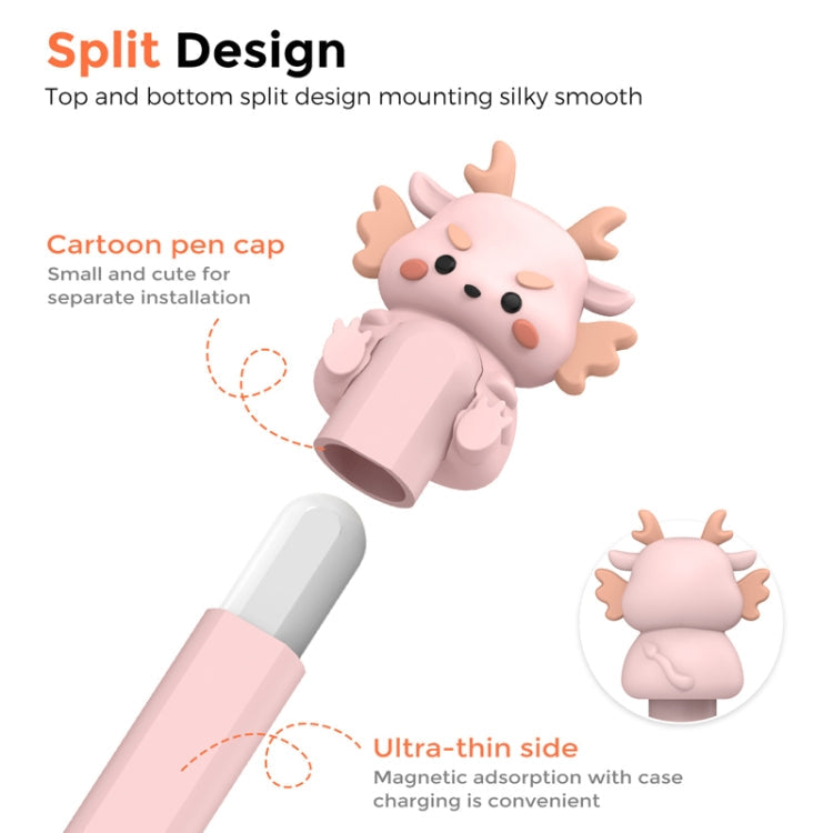 For Apple Pencil 2 AhaStyle Cartoon Dragon Pen Case Capacitive Stylus Silicone Cover(Pink)