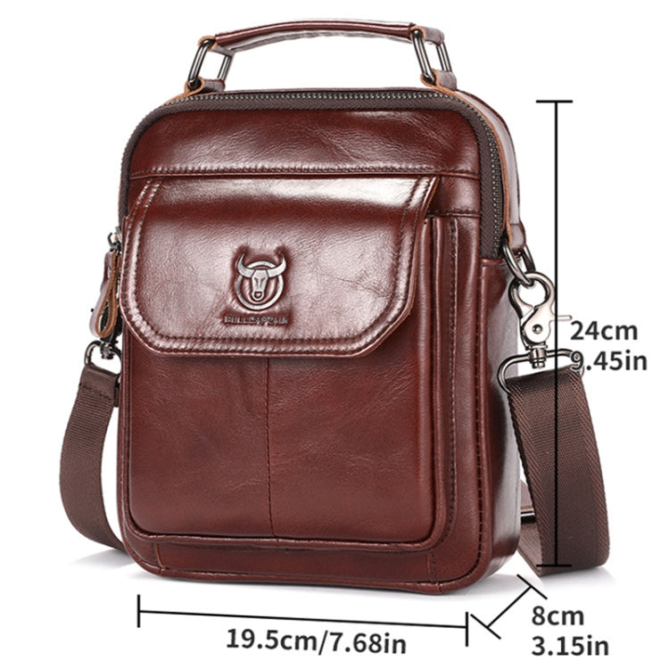 BULL CAPTAIN 049 Large-capacity First-layer Cowhide Retro Single-shoulder Crossbody Bag(Coffee)