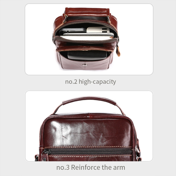 BULL CAPTAIN 049 Large-capacity First-layer Cowhide Retro Single-shoulder Crossbody Bag(Black)