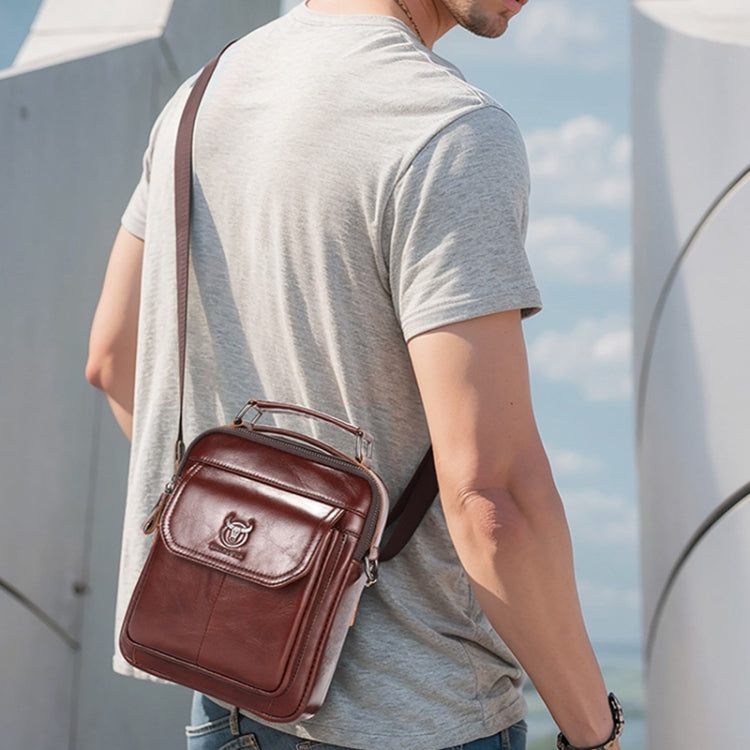 BULL CAPTAIN 049 Large-capacity First-layer Cowhide Retro Single-shoulder Crossbody Bag(Black)