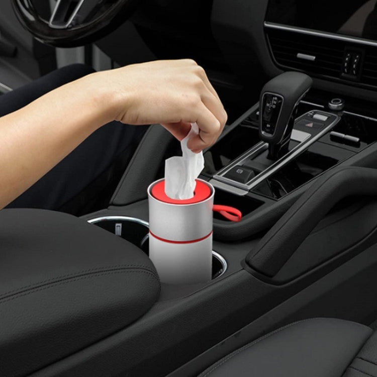 BEN.JACK Cylindrical Car Water Cup Holder Tissue Box(Black Gray)