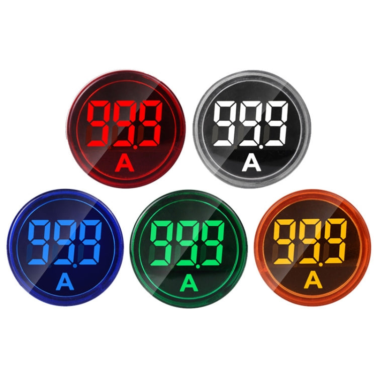 SINOTIMER ST16A Round 22mm LED Digital Signal Light 220V AC Ammeter 0-100A AC Current Indicator Light(01 Red)