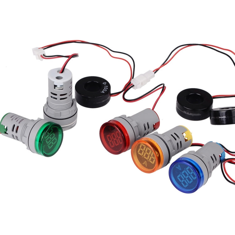 SINOTIMER ST16A Round 22mm LED Digital Signal Light 220V AC Ammeter 0-100A AC Current Indicator Light(01 Red)
