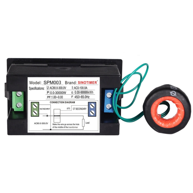 SINOTIMER SPM003 AC LED Digital Voltmeter Frequency Factors Meter Power Monitor, Specification: AC200-450V 100A