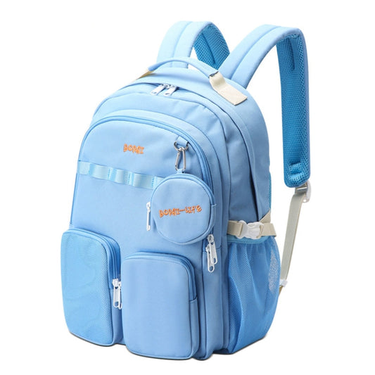 Bopai 68-01729 Large Capacity Canvas Lightweight and Breathable Student Schoolbag(Light Blue 2)