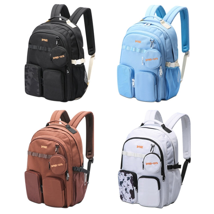 Bopai 68-01729 Large Capacity Canvas Lightweight and Breathable Student Schoolbag(Deep Blue 2)