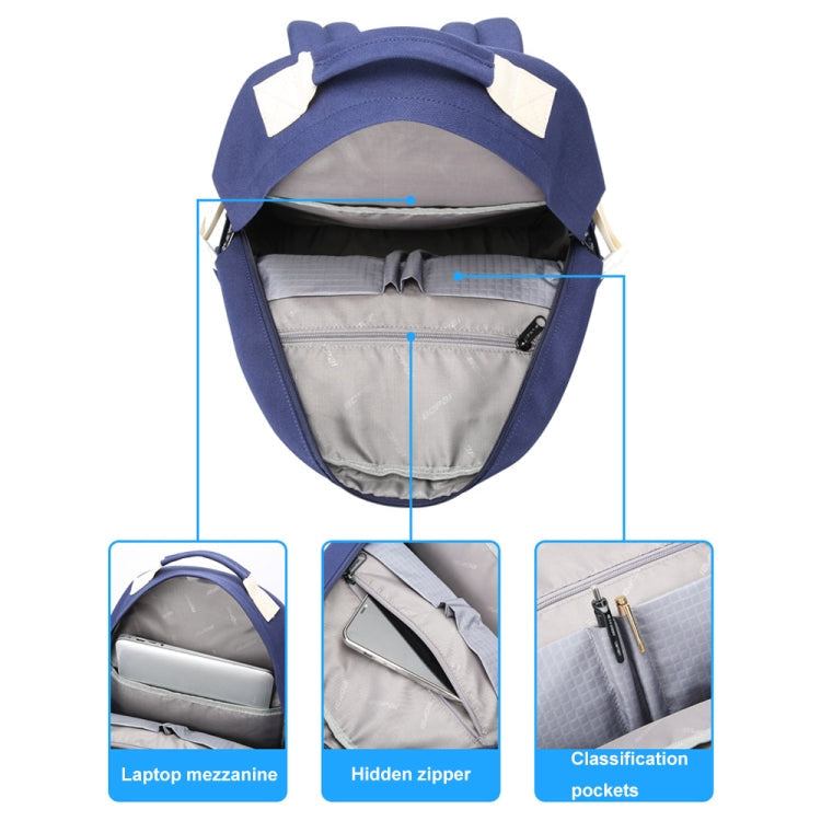 Bopai 68-01729 Large Capacity Canvas Lightweight and Breathable Student Schoolbag(Light Blue 2)