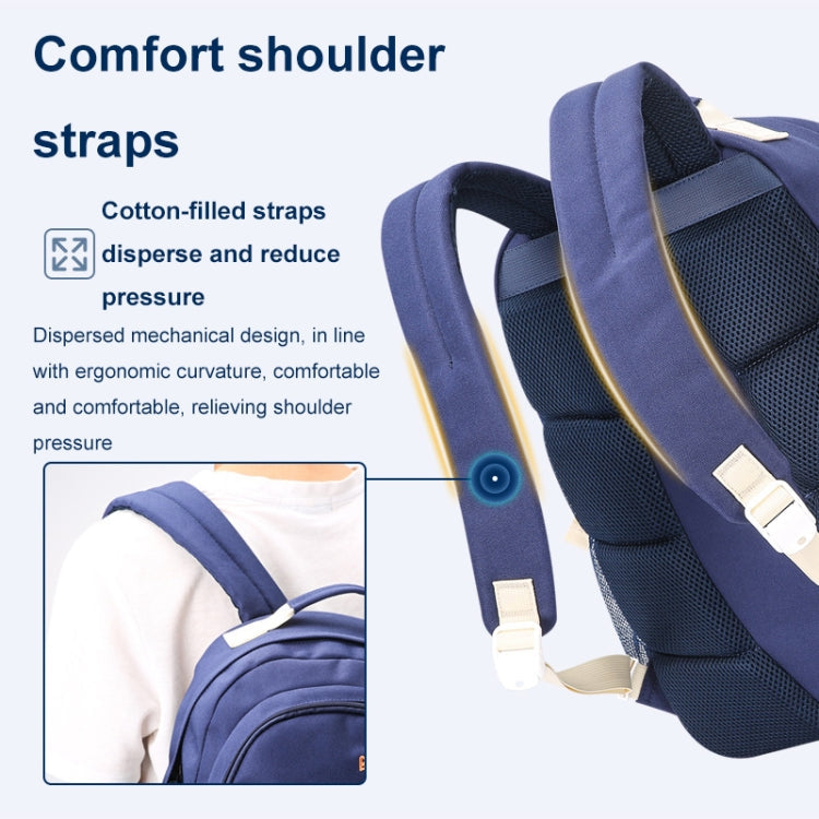 Bopai 68-01729 Large Capacity Canvas Lightweight and Breathable Student Schoolbag(Light Blue 2)