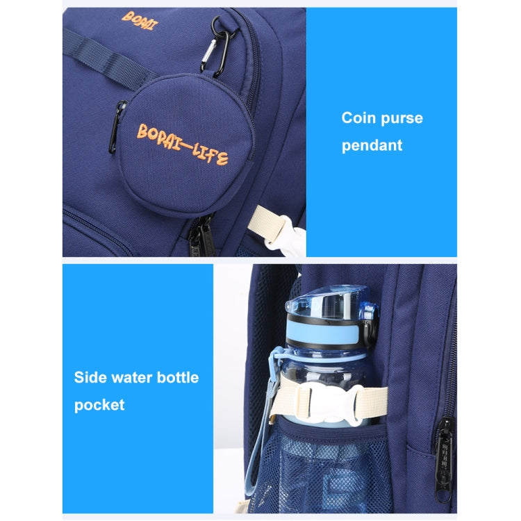 Bopai 68-01729 Large Capacity Canvas Lightweight and Breathable Student Schoolbag(Light Blue 2)