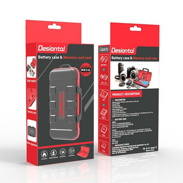 Desiontal LP-E6 Waterproof SD Card Holder Camera Battery Case(Black)
