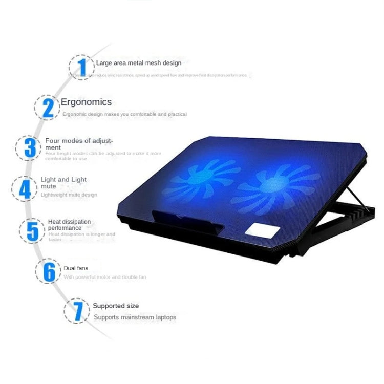 NUOXI S200C Laptop Silent Radiator Multi-level Adjustable Metal Bracket Base(Black)