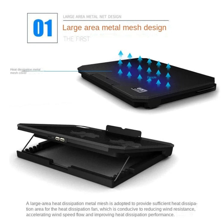 NUOXI S200C Laptop Silent Radiator Multi-level Adjustable Metal Bracket Base(Black)