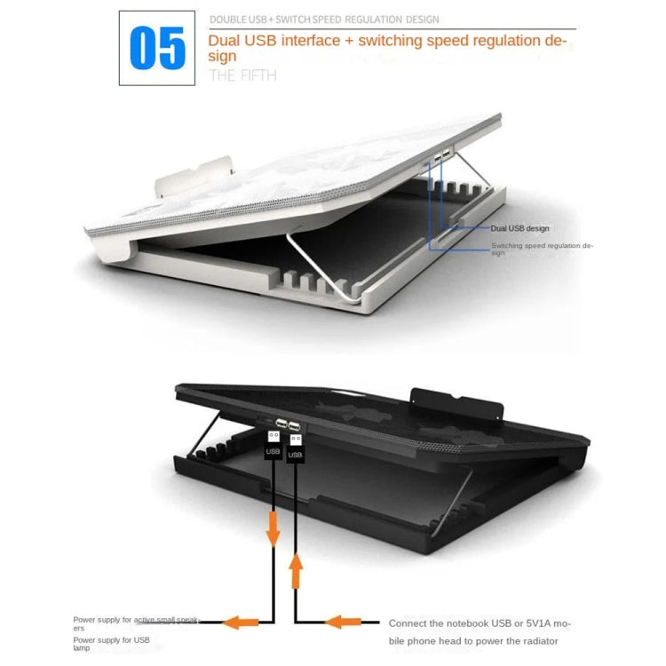 NUOXI S200C Laptop Silent Radiator Multi-level Adjustable Metal Bracket Base(Black)